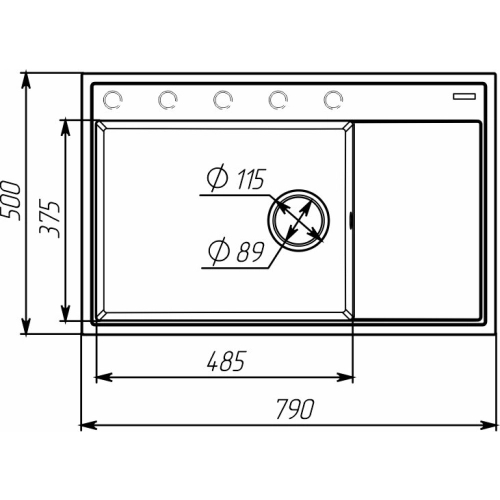 Гранитная мойка для кухни VALESO 7950 AZURIT матовый Гренадин - Фото № 5