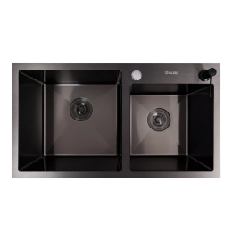 Кухонная мойка 78*43 PVD черная на две чаши VALESO Handmade (3.0/0.8)