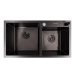 Кухонная мойка 78*43 PVD черная на две чаши VALESO Handmade (3.0/0.8) - Фото №1