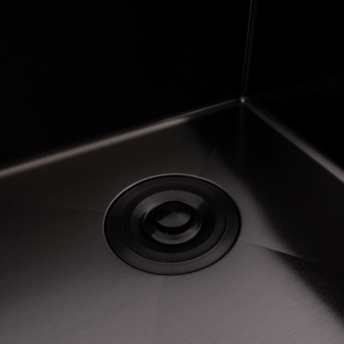 Кухонная мойка PVD черная 78*48 VALESO Handmade на две чаши (3.0/0.8) - Фото № 4