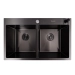 Кухонная мойка PVD черная 78*48 VALESO Handmade на две чаши (3.0/0.8) - Фото №1