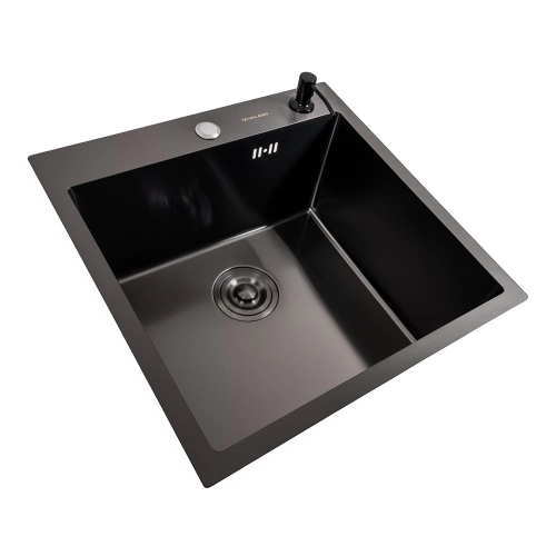 Kitchen sink 50*50 PVD black Valeso Handmade ECN (2.0/0.5) - Фото № 1