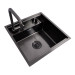 Kitchen sink CM 50*50 concealed PVD black VALESO Handmade (mixer tap included) - Фото № 3