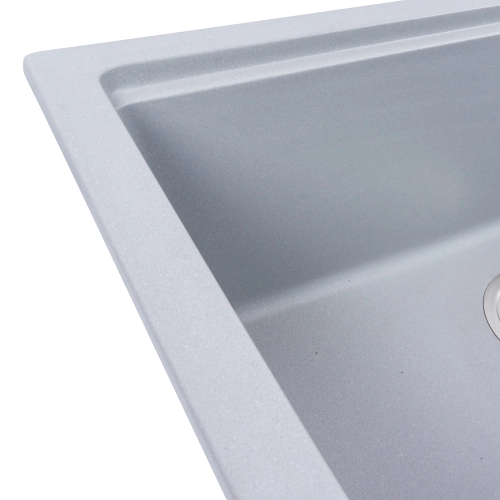 Гранитная мойка для кухни VALESO NIKA 7545 матовая Серый металлик - Фото № 3