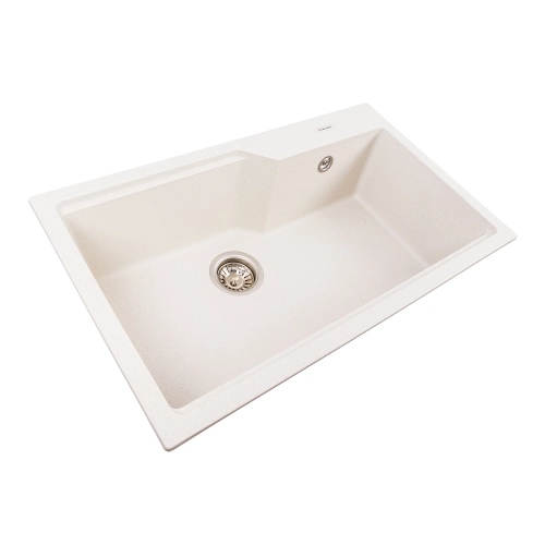 Гранитная мойка для кухни VALESO NIKA 7545 матовая Белая в точку - Фото № 1