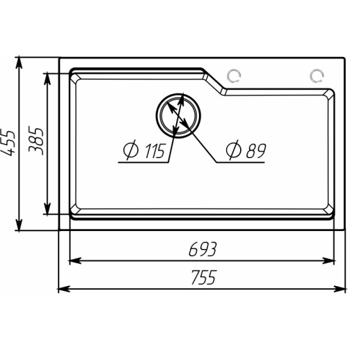 Гранитная мойка для кухни VALESO NIKA 7545 матовая Белая в точку - Фото № 6