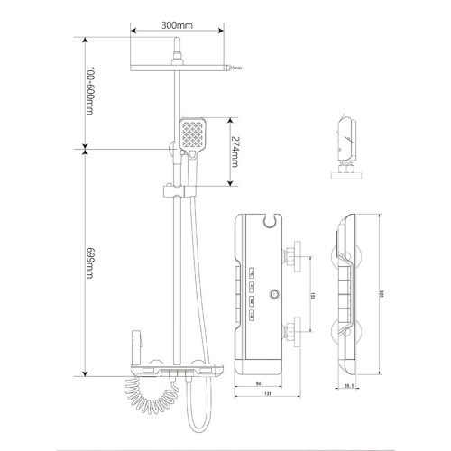 Душевая колонна с термостатом Valeso KZ22 - Фото № 1