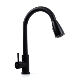 Смеситель кухонный Valeso LN08 черный с выдвижной лейкой