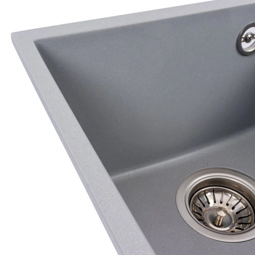 Гранитная мойка для кухни VALESO ROXY 3744 матовая Серый металлик - Фото № 3