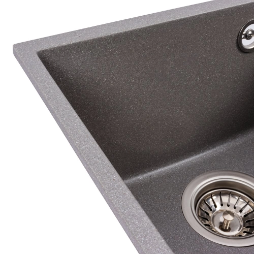 Гранитная мойка для кухни VALESO ROXY 3744 матовая Серый муссон - Фото № 3