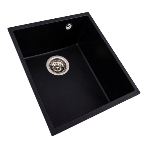 Гранитная мойка для кухни VALESO ROXY 3744 матовая Черный металлик - Фото № 1