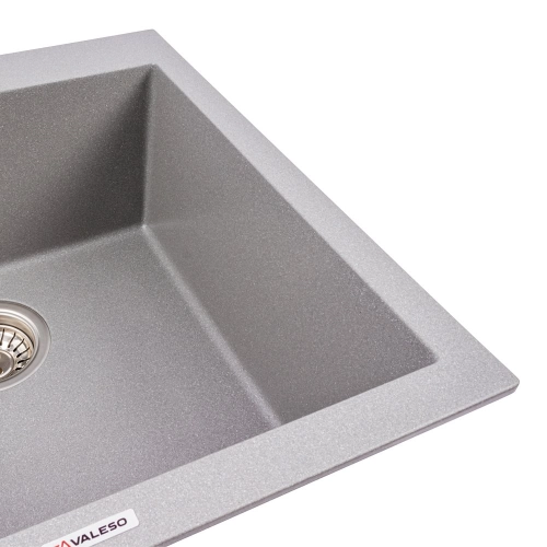 Гранитная мойка для кухни VALESO GALAX 5050 матовая Серый Мусон - Фото № 2