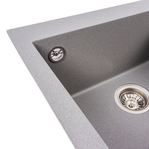 Гранитная мойка для кухни VALESO GALAX 5050 матовая Серый Мусон - Фото № 3