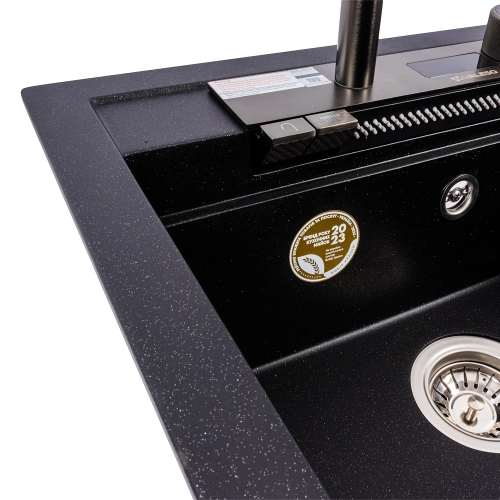 Гранитная мойка для кухни VALESO VIVA 5149 матовая Черный металлик - Фото № 9