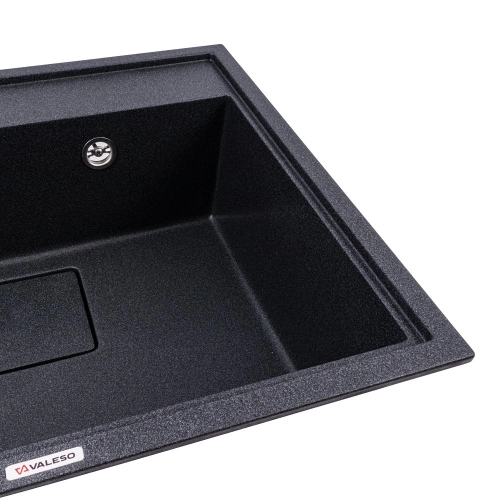 Гранитная мойка для кухни VALESO SHERLIT 6050 матовая Карбон - Фото № 2