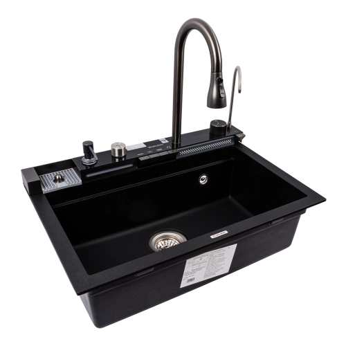 VALESO IRENA 6846 Granite Kitchen Sink, Matte Black Metallic - Фото № 2
