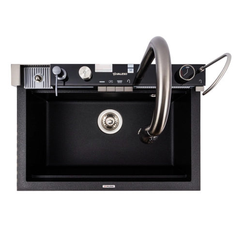 VALESO IRENA 6846 Granite Kitchen Sink, Matte Black Metallic