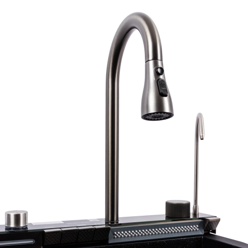 VALESO IRENA 6846 Granite Kitchen Sink, Matte Black Metallic - Фото № 7