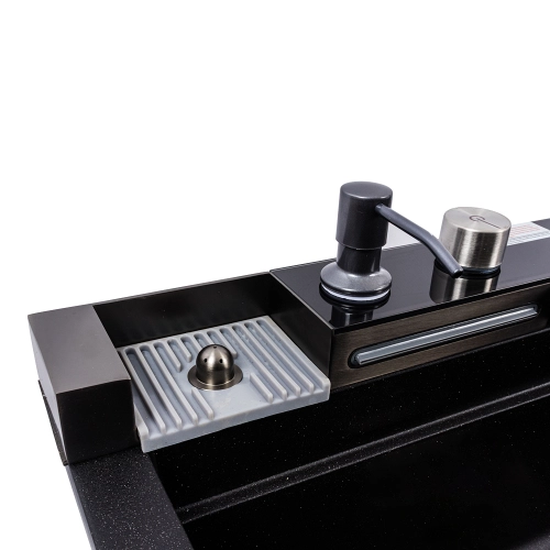VALESO IRENA 6846 Granite Kitchen Sink, Matte Black Metallic - Фото № 8