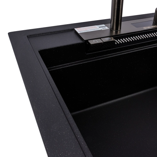 Гранитная мойка для кухни VALESO ATRUM 7950 матовая Черный металлик - Фото № 5