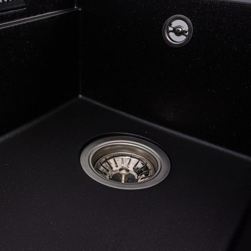 Гранитная мойка для кухни VALESO ATRUM 7950 матовая Черный металлик - Фото № 6