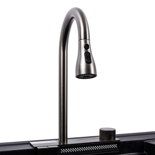 Гранитная мойка для кухни VALESO ATRUM 7950 матовая Черный металлик - Фото № 8