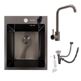 Kitchen Set: Valeso Handmade Sink (40x50 cm) PVD Black + FC-5 PVD Black Faucet