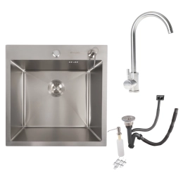 Kitchen Set: Valeso Handmade Stainless Steel Sink (50x50 cm)  + 56 NESP Faucet