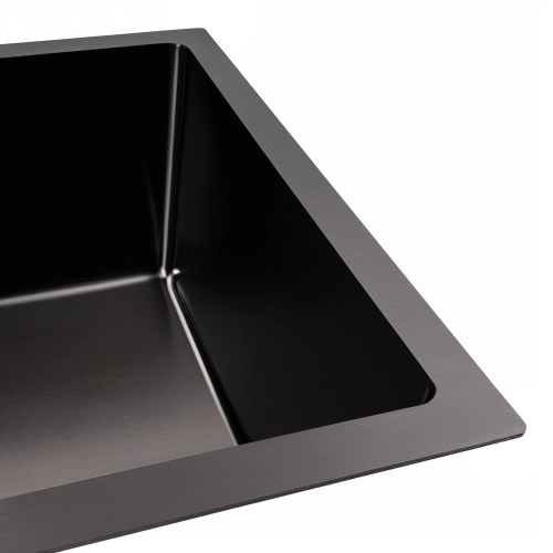 Kitchen Set: Valeso Handmade Sink (58x43 cm) PVD Black, Under-mount Installation + XK09B PVD Faucet - Фото № 5