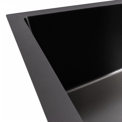 Kitchen Set: Valeso Handmade Sink (58x43 cm) PVD Black, Under-mount Installation + XK09B PVD Faucet - Фото № 7