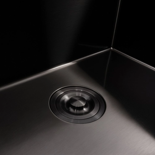 Kitchen Set: Valeso Handmade Sink (58x43 cm) PVD Black, Under-mount Installation + XK09B PVD Faucet - Фото № 9