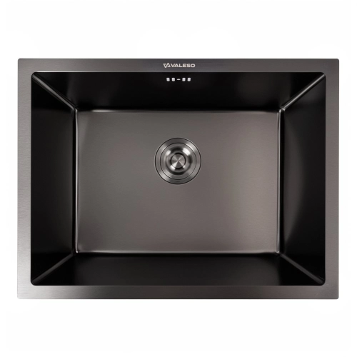 Kitchen Set: Valeso Handmade Sink (58x43 cm) PVD Black, Under-mount Installation + XK09B PVD Faucet - Фото № 3