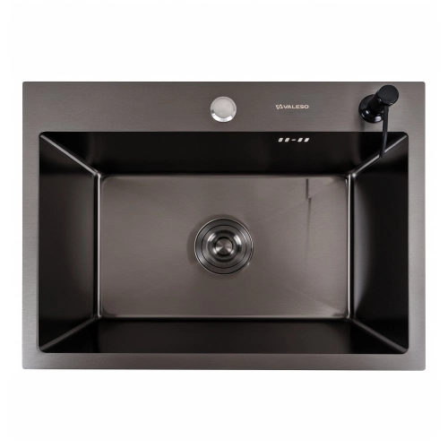 Kitchen Set: Valeso Handmade Sink (58x43 cm) PVD Black + Q411MB Faucet - Фото № 2