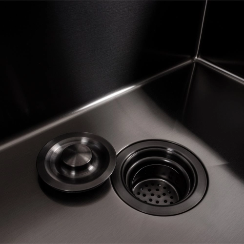 Kitchen Set: Valeso Handmade Sink (58x43 cm) PVD Black + Q411MB Faucet - Фото № 6