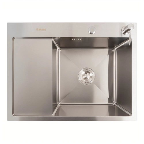 Kitchen Set: Valeso Handmade Stainless Steel Sink (65x50 cm) + FC-1 Faucet with Pull-Out Spray - Фото № 2