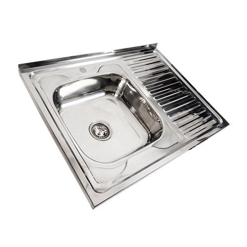 Kitchen Set: Valeso Sink (80x60 cm) Polished, with Left Bowl + FC-1 Faucet with Pull-Out Spray - Фото № 2