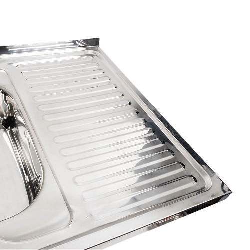 Kitchen Set: Valeso Sink (80x60 cm) Polished, with Left Bowl + FC-1 Faucet with Pull-Out Spray - Фото № 3