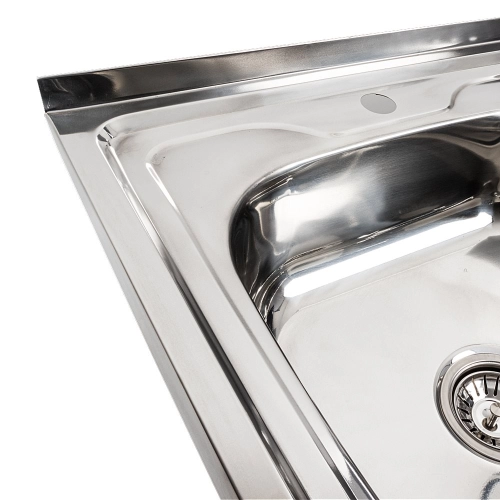 Kitchen Set: Valeso Sink (80x60 cm) Polished, with Left Bowl + FC-1 Faucet with Pull-Out Spray - Фото № 4