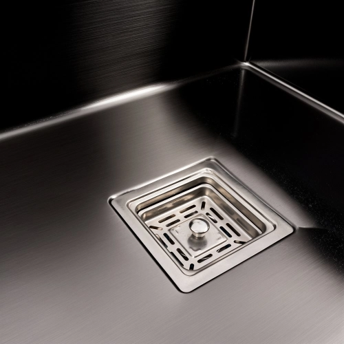 Кухонная мойка нержавейка CM 78*50C R VALESO Handmade PVD черная с углубленной полкой (3,0/0,8) - Фото № 4