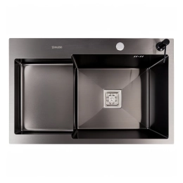 Кухонная мойка нержавейка CM 78*50C R VALESO Handmade PVD черная с углубленной полкой (3,0/0,8)