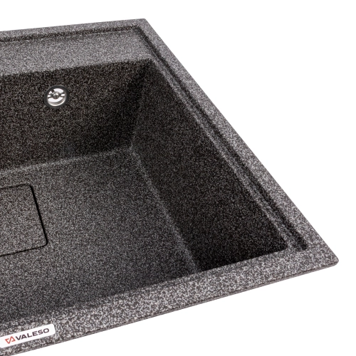 Гранитная мойка для кухни VALESO SHERLIT 6050 матовая Графит - Фото № 2