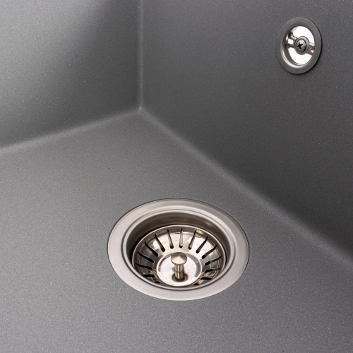 Кухонная мойка гранитная VALESO 6550 CRIPTA (серый металлик) - Фото № 4