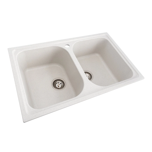 Гранитная мойка для кухни VALESO 7950 Equatoria матовая Белая в точку - Фото № 3