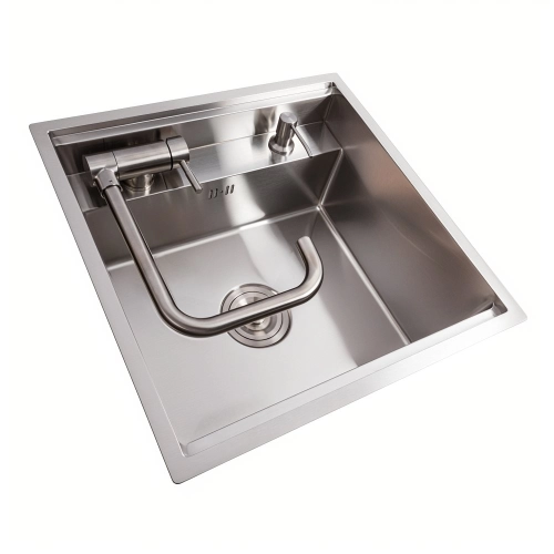 Кухонная мойка CM 50*50 скрытая нержавейка VALESO Handmade (смеситель в комплекте) - Фото № 1