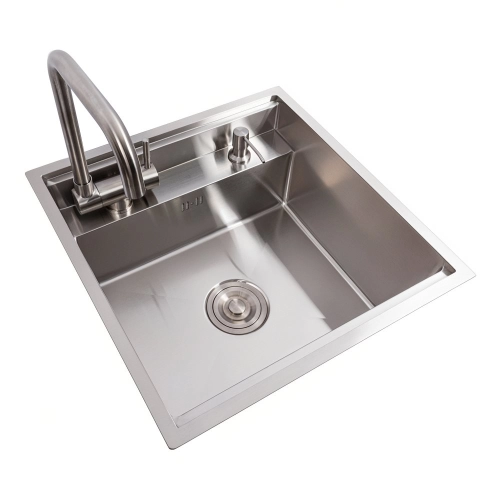 Кухонная мойка CM 50*50 скрытая нержавейка VALESO Handmade (смеситель в комплекте) - Фото № 3