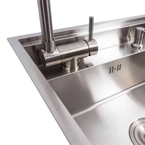 Кухонная мойка CM 50*50 скрытая нержавейка VALESO Handmade (смеситель в комплекте) - Фото № 5
