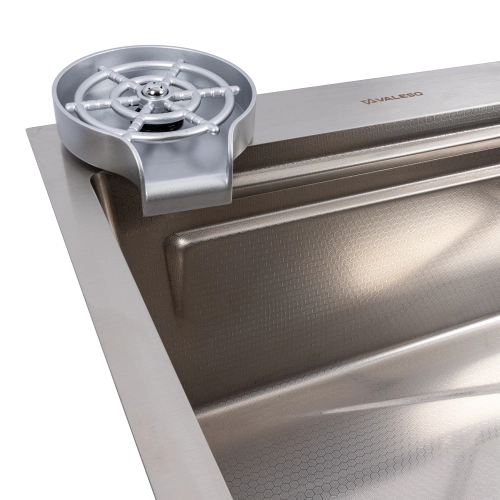 Мойка кухонная сатин Valeso Handmade "Водопад" (ДЕКОР) 75x45B - Фото № 5