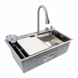 Мойка кухонная сатин Valeso Handmade "Водопад" (ДЕКОР) 75x45B