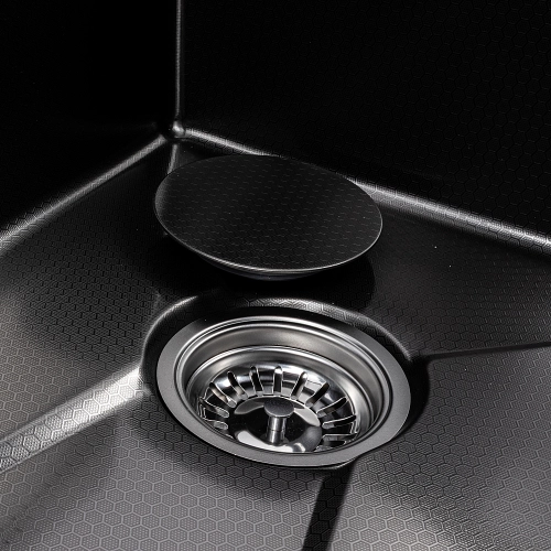 Мойка кухонная PVD черная Valeso Handmade "Водопад" (ДЕКОР) 75х45DF - Фото № 8