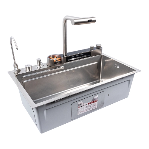 Мойка кухонная сатин Valeso Handmade "Водопад" (ДЕКОР) 75х45DF - Фото № 4